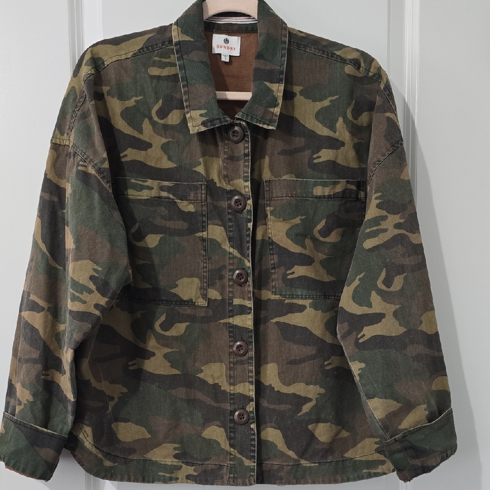 Sundry Camouflage Button-Up Jacket